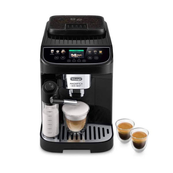 De’Longhi Magnifica Evo Next ECAM310.60.B, Macchina Automatica per Caffè in Chicchi, Cappuccino al tocco di un tasto con la Caraffa Montalatte Automatica, 10 bevande dirette, Display Con Cursori, Nero