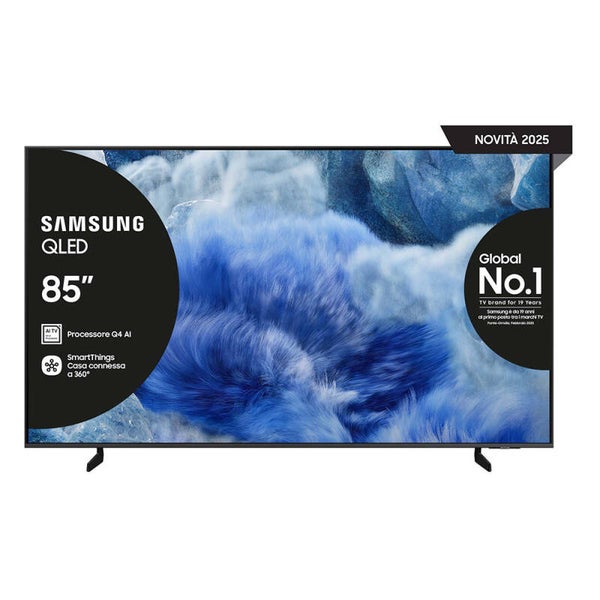 Samsung QLED AI TV 85" QE85Q8FAAUXZT 4K, Processore Q4 AI, 4K Upscaling, Color Booster Pro, OTS Lite, Air Slim Design, Vision AI Smart TV, 2025
