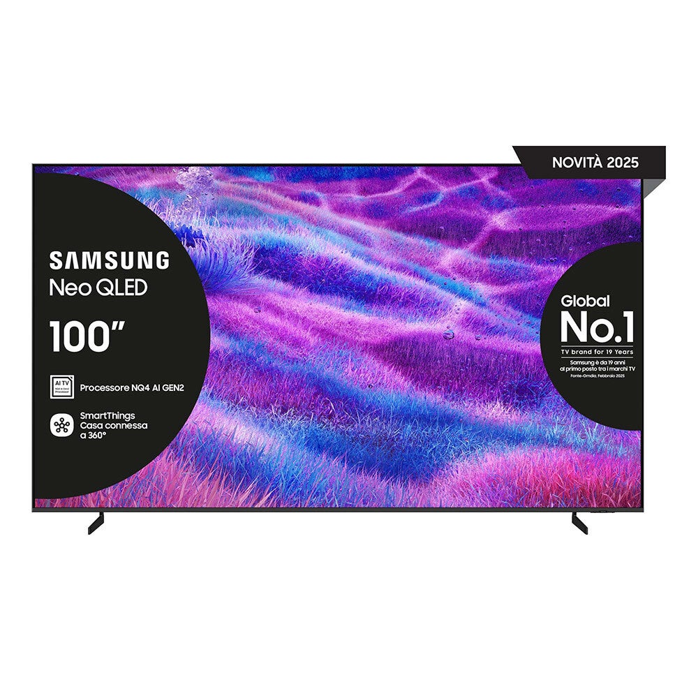 Samsung Neo QLED AI TV 100" QE100QN80FUXZT 4K Mini LED, Processore NQ4 AI Gen2, 4K AI Upscaling, Motion Xcelerator 144Hz, Neo Quantum HDR, Dolby Atmos & OTS Lite, Simple Chamfer Design, Vision AI Smart TV, 2025