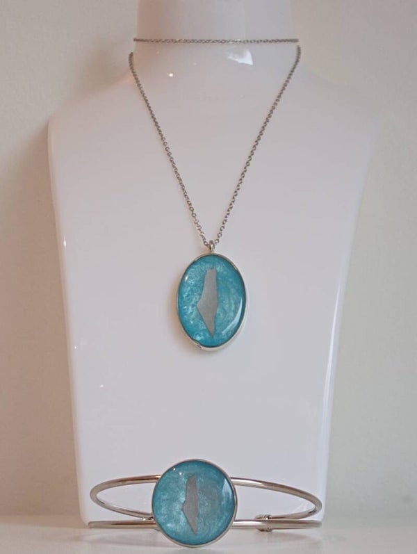 DEMI-PARURE COLLIER + BRACELET PETIT ROND PALESTINE