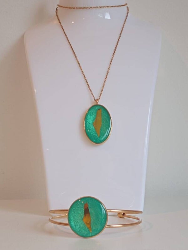 DEMI-PARURE COLLIER + BRACELET GRAND ROND PALESTINE