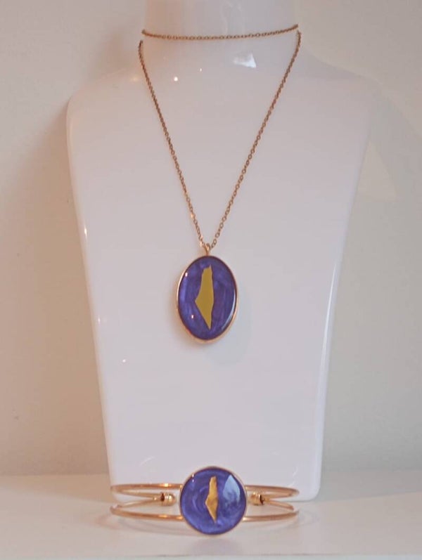 DEMI-PARURE COLLIER + BRACELET PETIT ROND PALESTINE