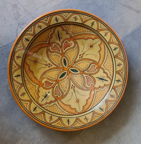 Marokkaans bord - schaal - handgeschilderd - geel - Ø40cm