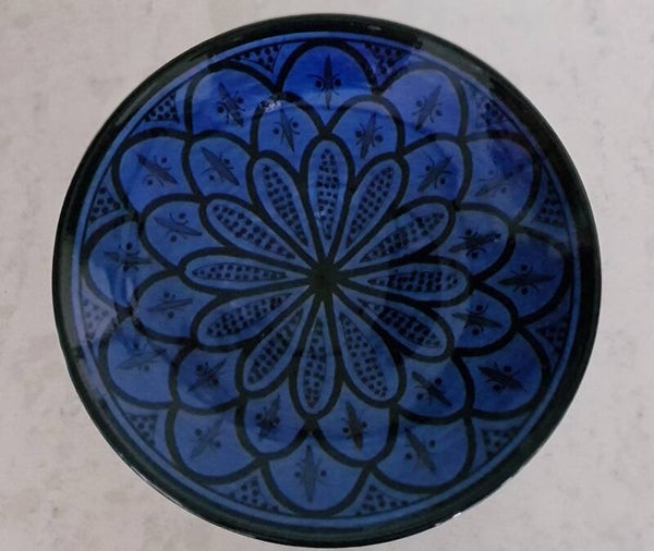 Marokkaans bord - schaal - handgeschilderd - blauw - Ø29cm