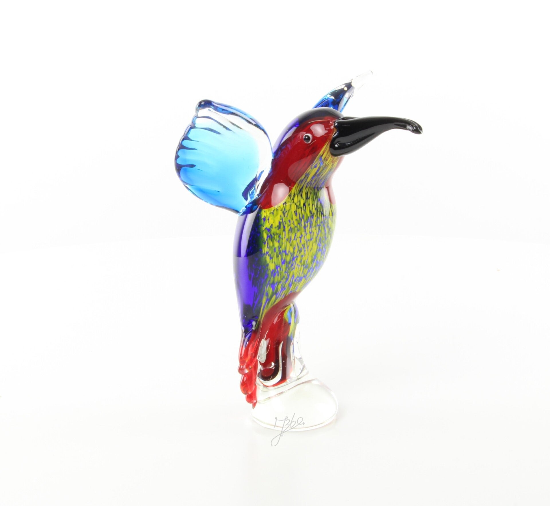 Glazen beeldje - ijsvogel - Murano stijl - glas - hoogte 19,8cm