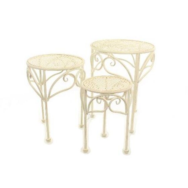 Plantentafel - set van 3 - Wit - IJzer - Ø30cm
