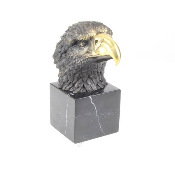 Beeldje - brons - Adelaarskop - 21,5cm hoog