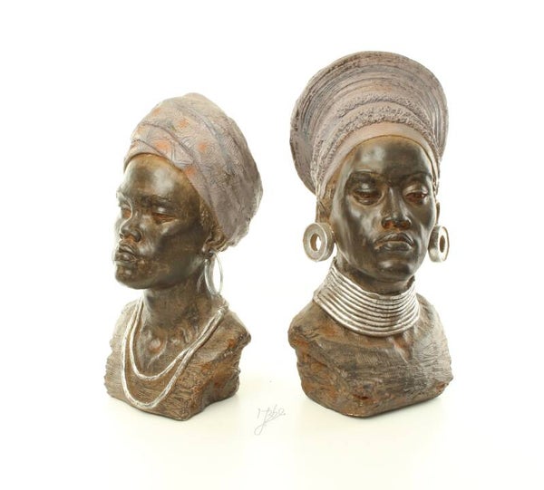 Beeld - buste - 2 Afrikaanse vrouwen - MGO