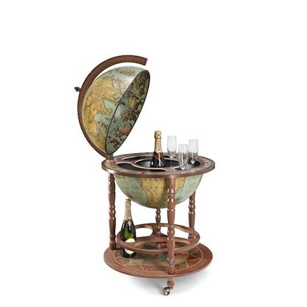 Houten globebar - Zoffoli Calypso Laguna - wijnkast - wereldbol - Ø50cm