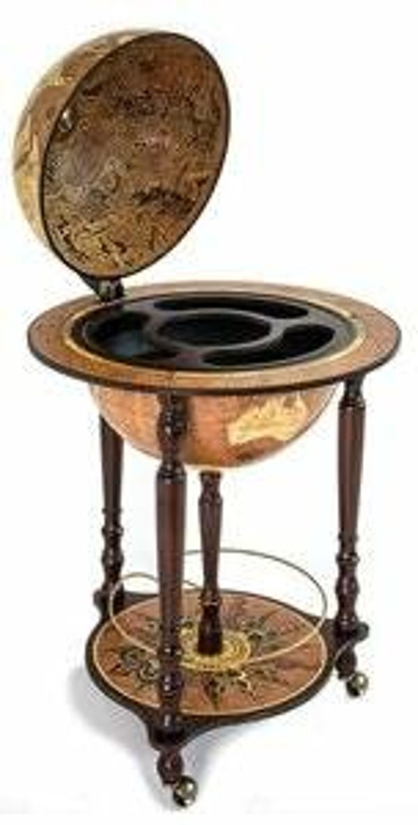 Houten globebar - Zoffoli Davinci - wijnkast - wereldbol - Ø40cm