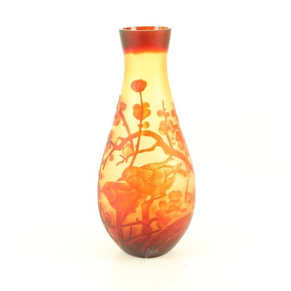 Vaas - Cameo stijl - "Bloesem" - 37,1cm hoog