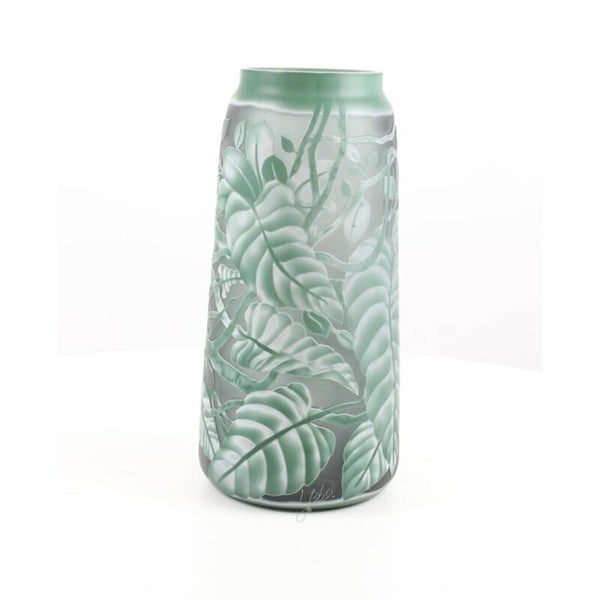 Vaas - Cameo stijl - "Groene bladeren" - 36cm hoog