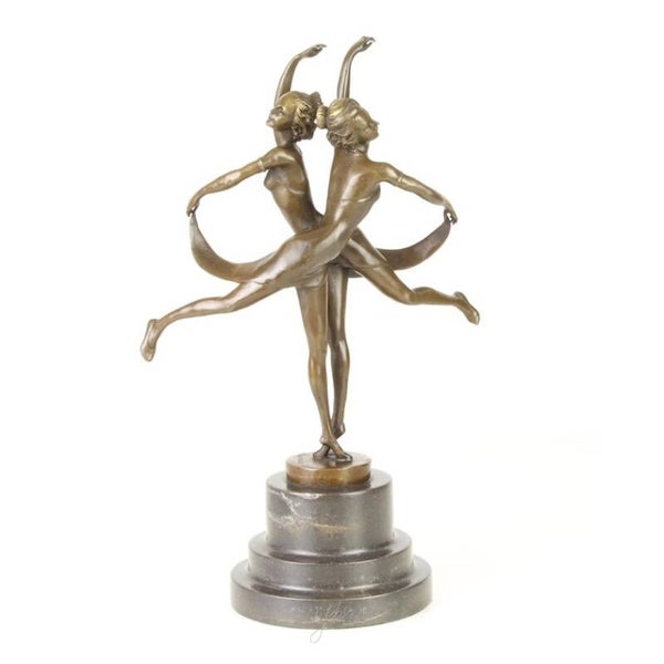 Bronzen beeld - dansende zussen - danseressen - 35,8cm hoog