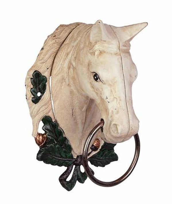 Handdoekhouder - paardenkop - gietijzer - wit