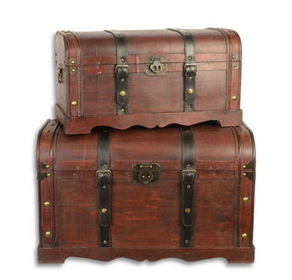 Houten opbergkisten - Set van 2 - bruin - hout