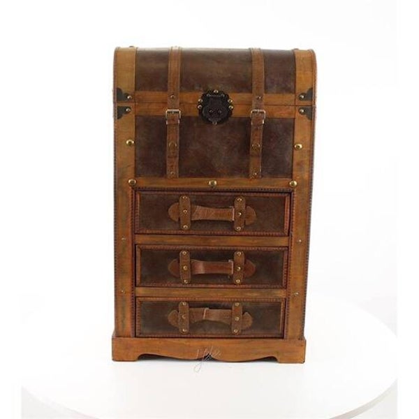 Houten koffer met 3 lades - bruin - 71,5cm hoog