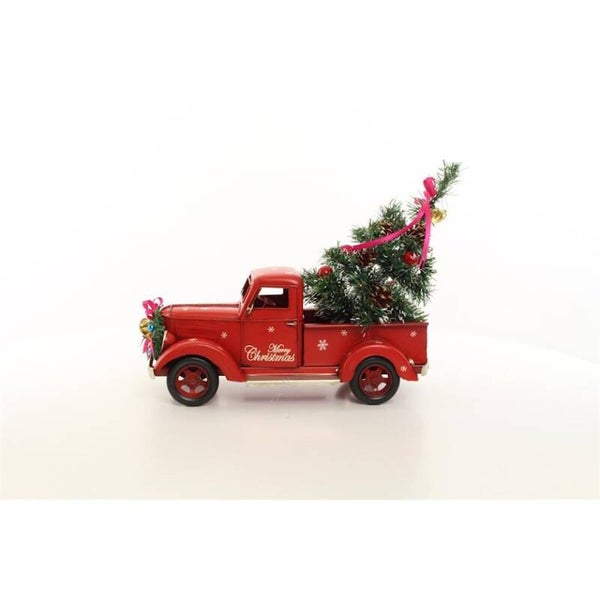 Nostalgische Pickup truck  - kerstdecoratie - tin - 29cm hoog