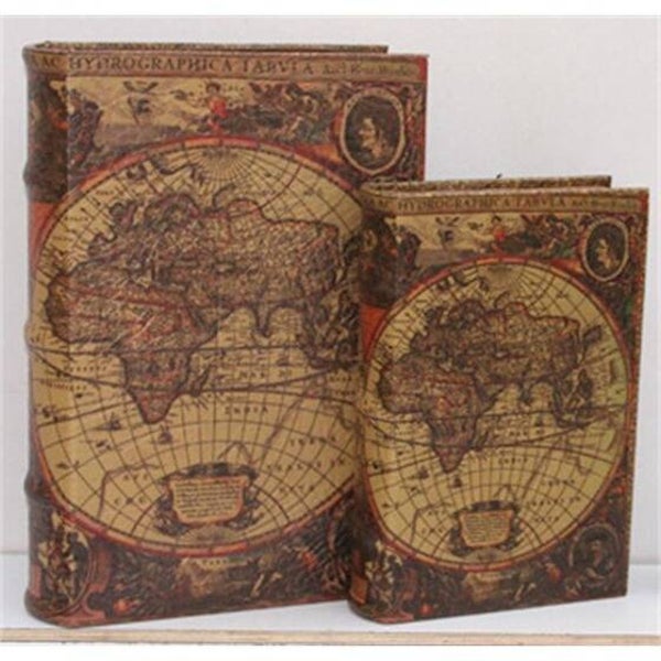 Opbergboek - boekdoos - set van 2 - PU leer - oude continent