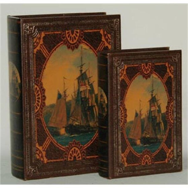 Opbergboek - boekdoos - set van 2 - PU leer - schepen