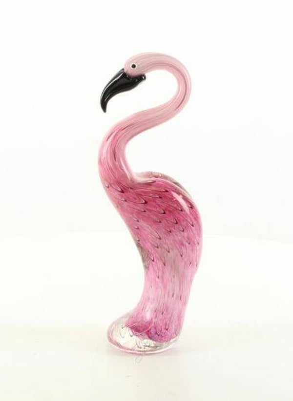 Glazen Beeldje Flamingo - Murano stijl - 33,3 cm hoog