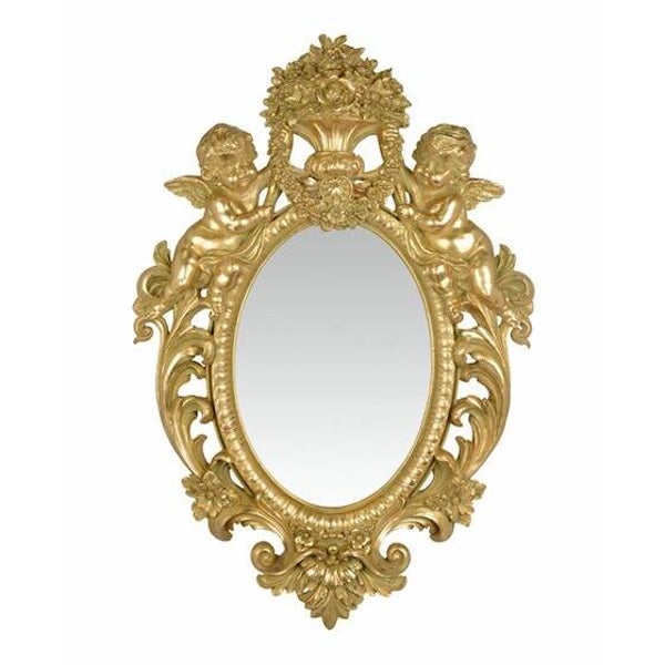 Spiegel - goudkleurig - barok - resin - 73,3cm hoog