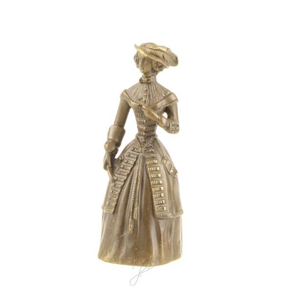 Beeldje - brons - tafelbel - dame -13,8cm hoog