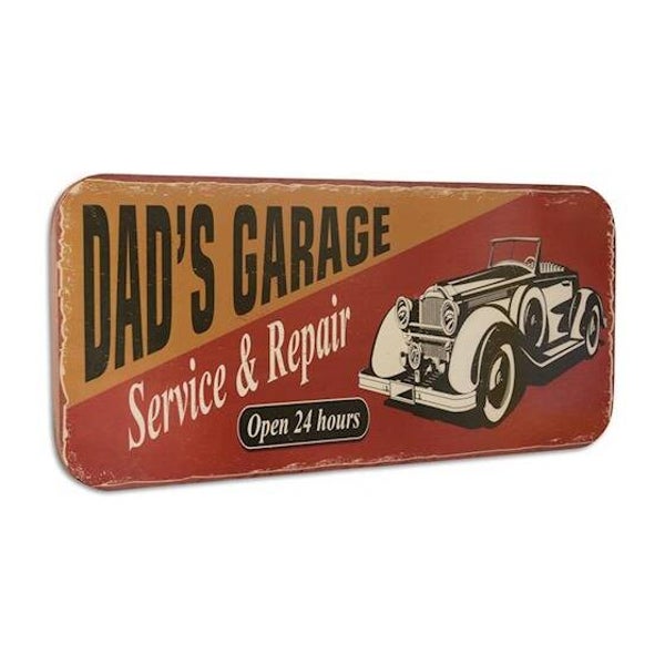 Muurplaat Dad's Garage - Groot formaat - Wanddecoratie - 100,5x46cm