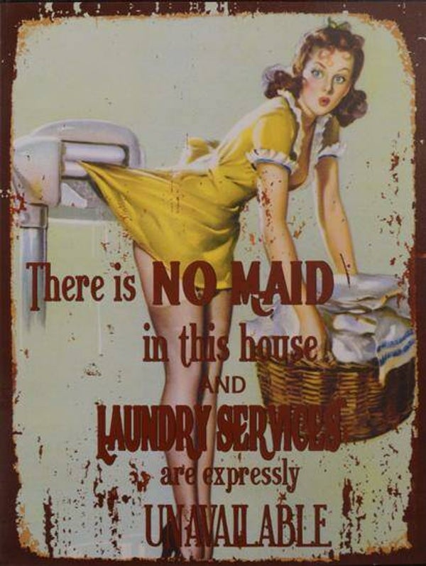 Tekstbord - tin - "There is no maid..." - 33cm hoog