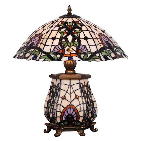 Tiffany stijl tafellamp - glas in lood - 55,5cm hoog
