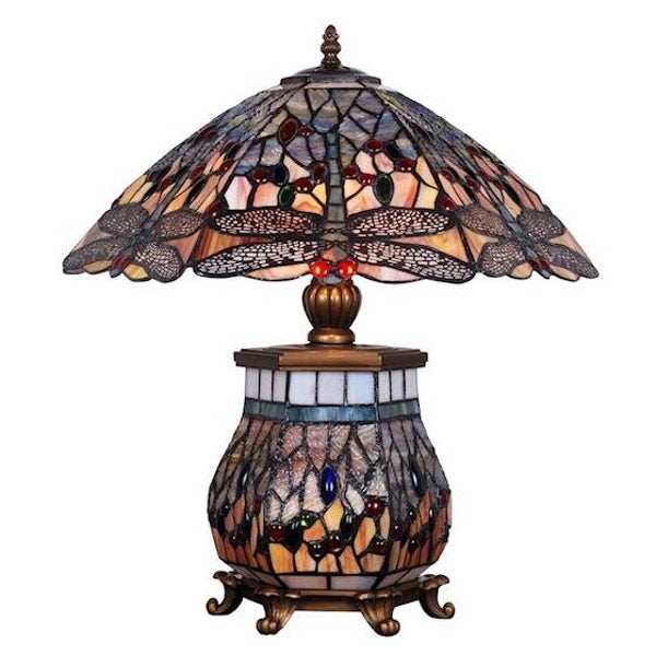 Tiffany stijl tafellamp - glas in lood - 55cm hoog