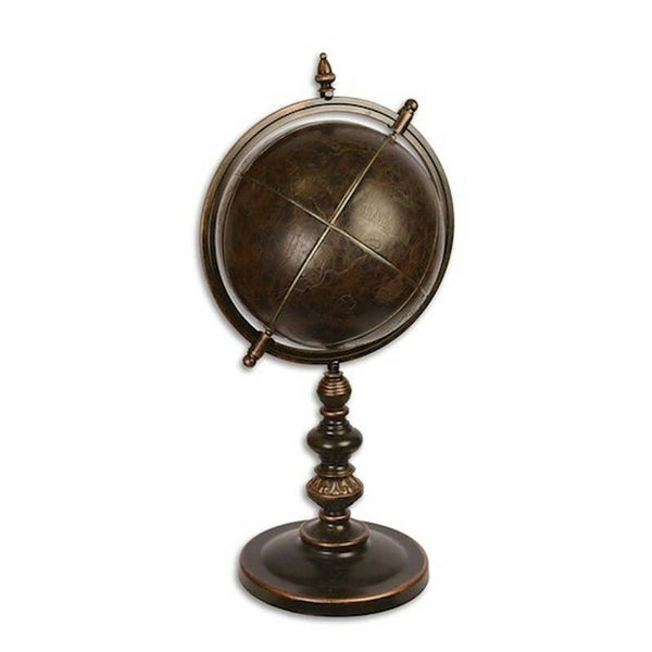 Wereldbol op standaard - brons - 72,8cm hoog