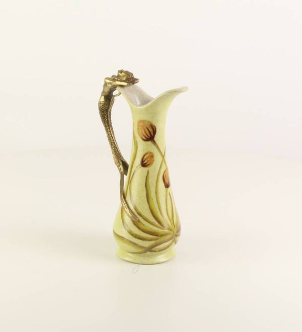 Wijnkan - porselein - brons - 24,2cm hoog