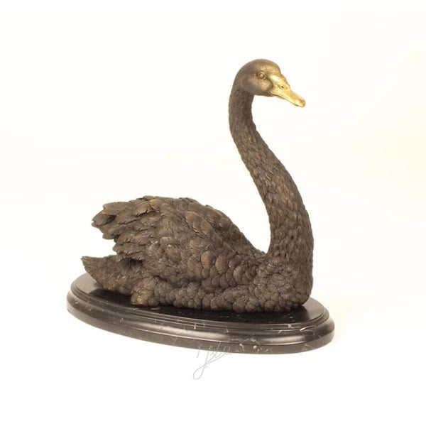Beeldje - brons - zwaan - 31cm hoog