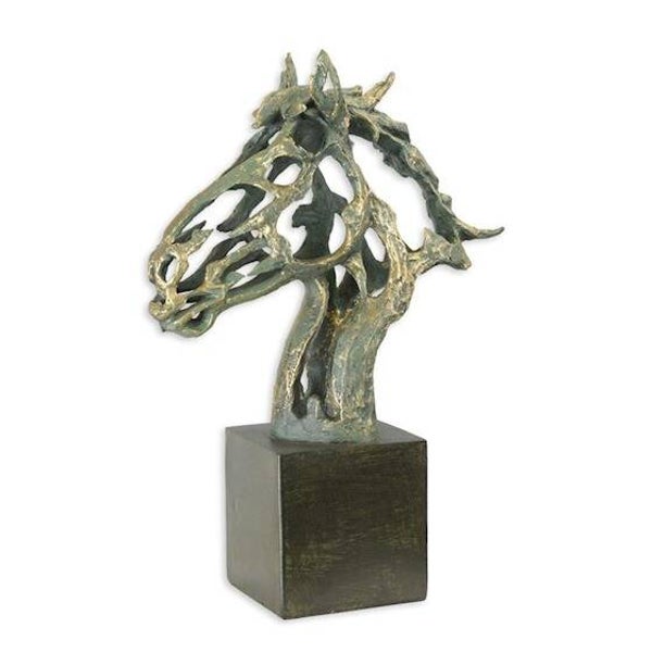 Beeld - paardenhoofd - resin - 43,5cm hoog