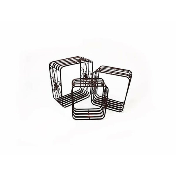 Boekenrek - wandrek - metaal - zwart - set van 3