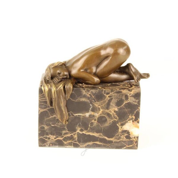 Beeldje - brons - naakte vrouw - 13,5cm hoog