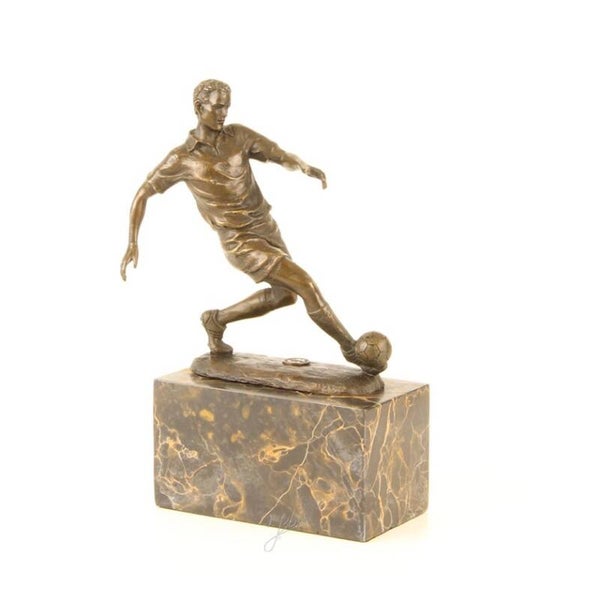 Beeldje - voetballer - voetbal - brons - 23,4cm hoog