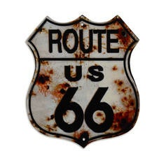 Tekstbord - tin - "Route US66" - 35cm hoog