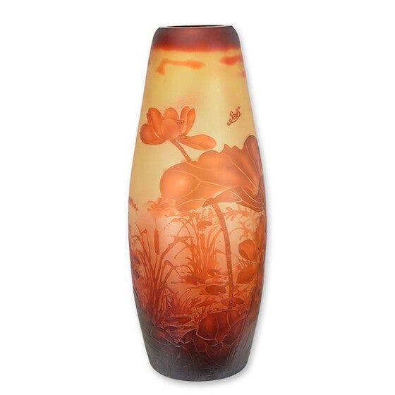 Vaas - glas - Cameo stijl - "Libel" - 47,4cm hoog
