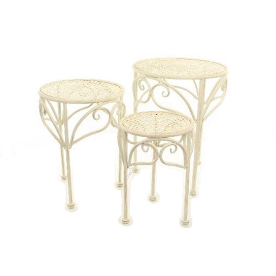 Plantentafel - set van 3 - Wit - IJzer - Ø30cm