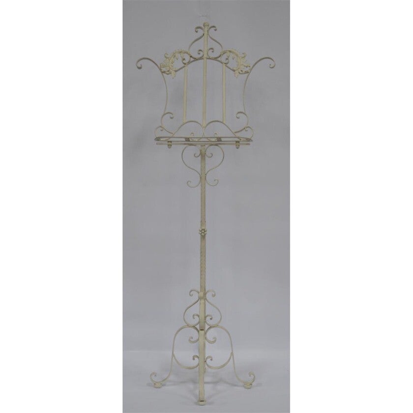 Muziekstandaard - ijzer - wit - antiek - hoogte 135cm