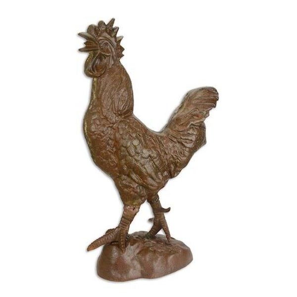 Beeld - bruine haan - gietijzer - 64,2cm hoog
