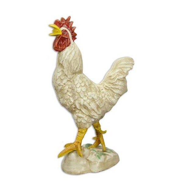 Beeld - witte haan - gietijzer - 64,2cm hoog