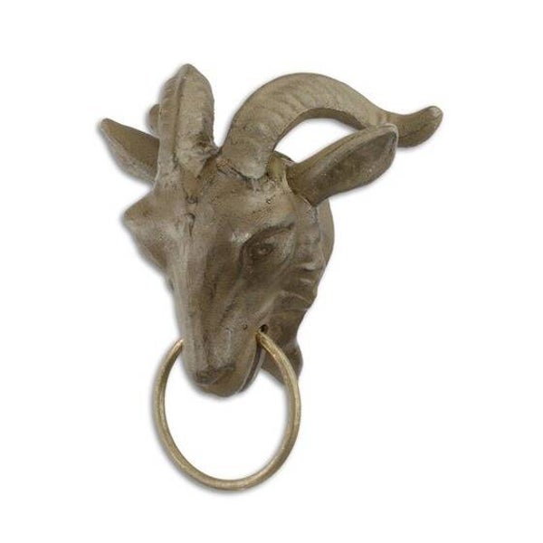Handdoekhouder - kop van een ram - gietijzer - bruin