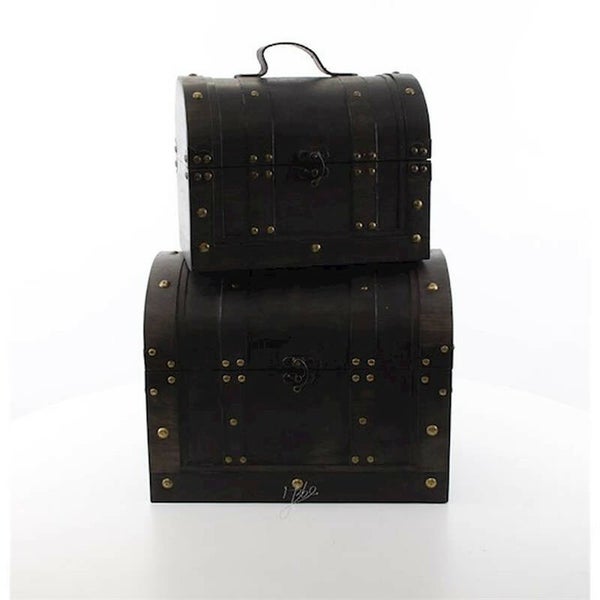 Houten koffers met deksel - set van 2 - bruin