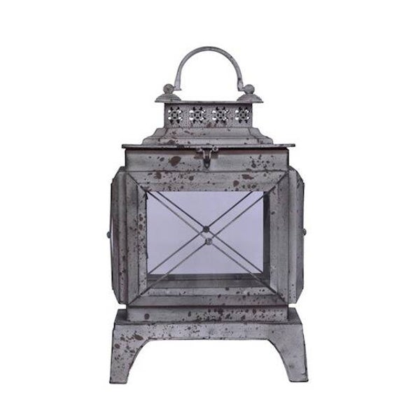 Metalen windlicht - tin - landelijk - 44x30cm