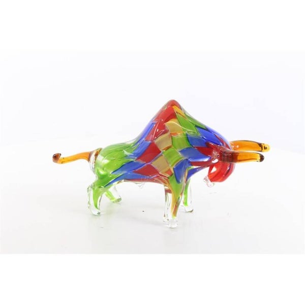 Glazen beeldje - stier - Murano stijl - glas - hoogte 19,3cm