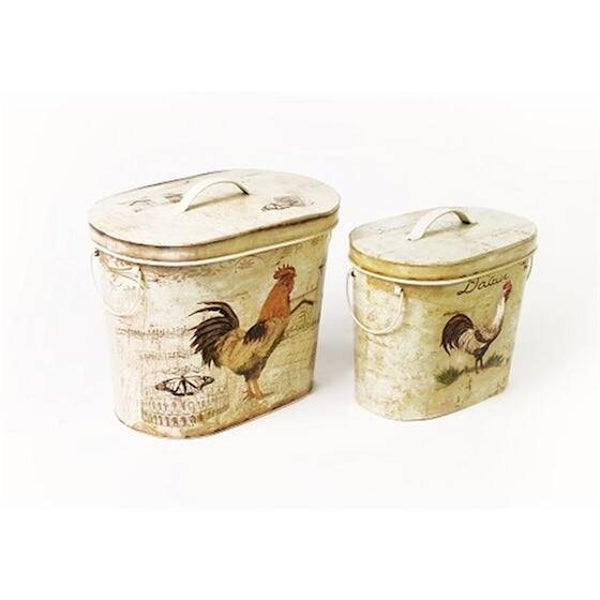 Opbergblik met deksel - set van 2 - tin