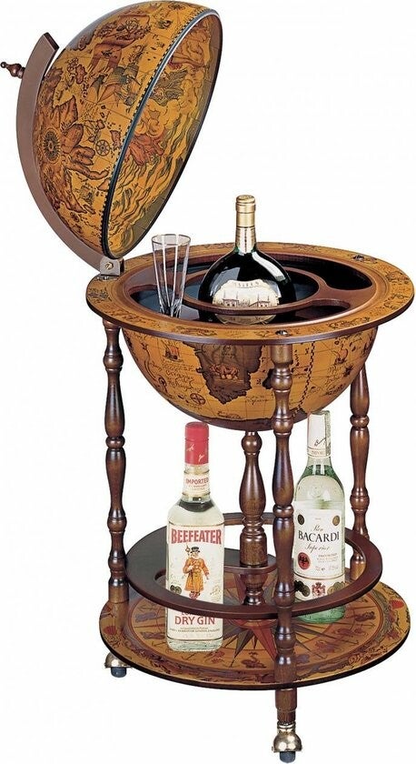 Houten globebar- Zoffoli Pegasso - Ø42cm - wijnrek - wijnkast - wereldbol