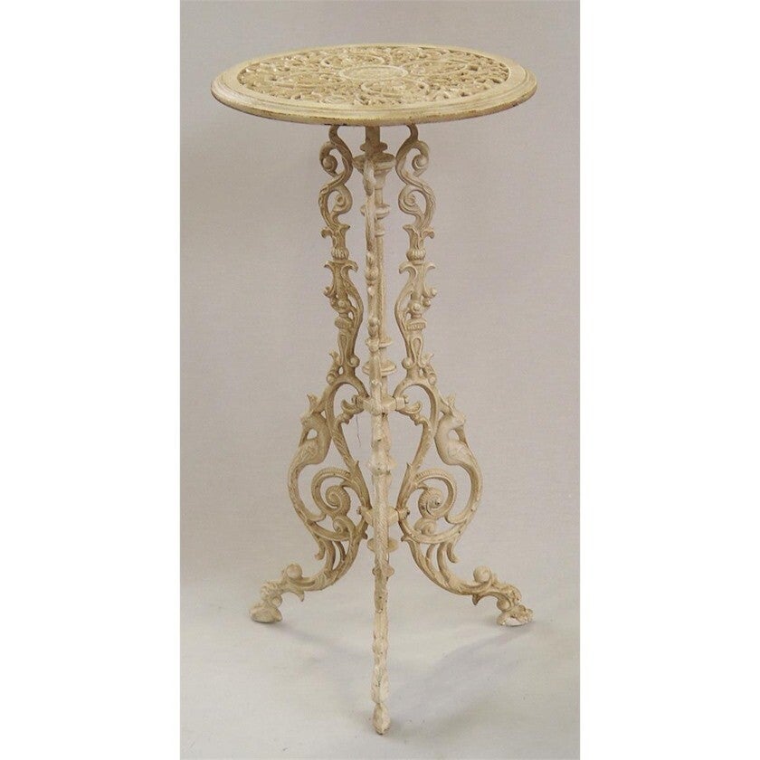 Plantentafel - bistrotafel - bijzettafel - gietijzer - wit - Ø38cm